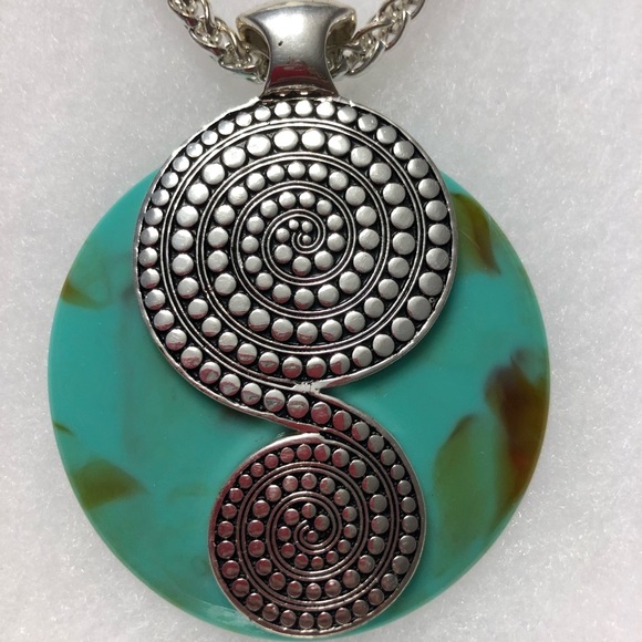 ⬇️ Turquoise pendent necklace with earrings - Picture 5 of 7